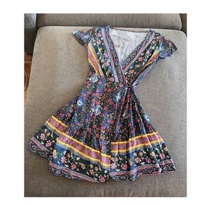 Floral print wrap dress